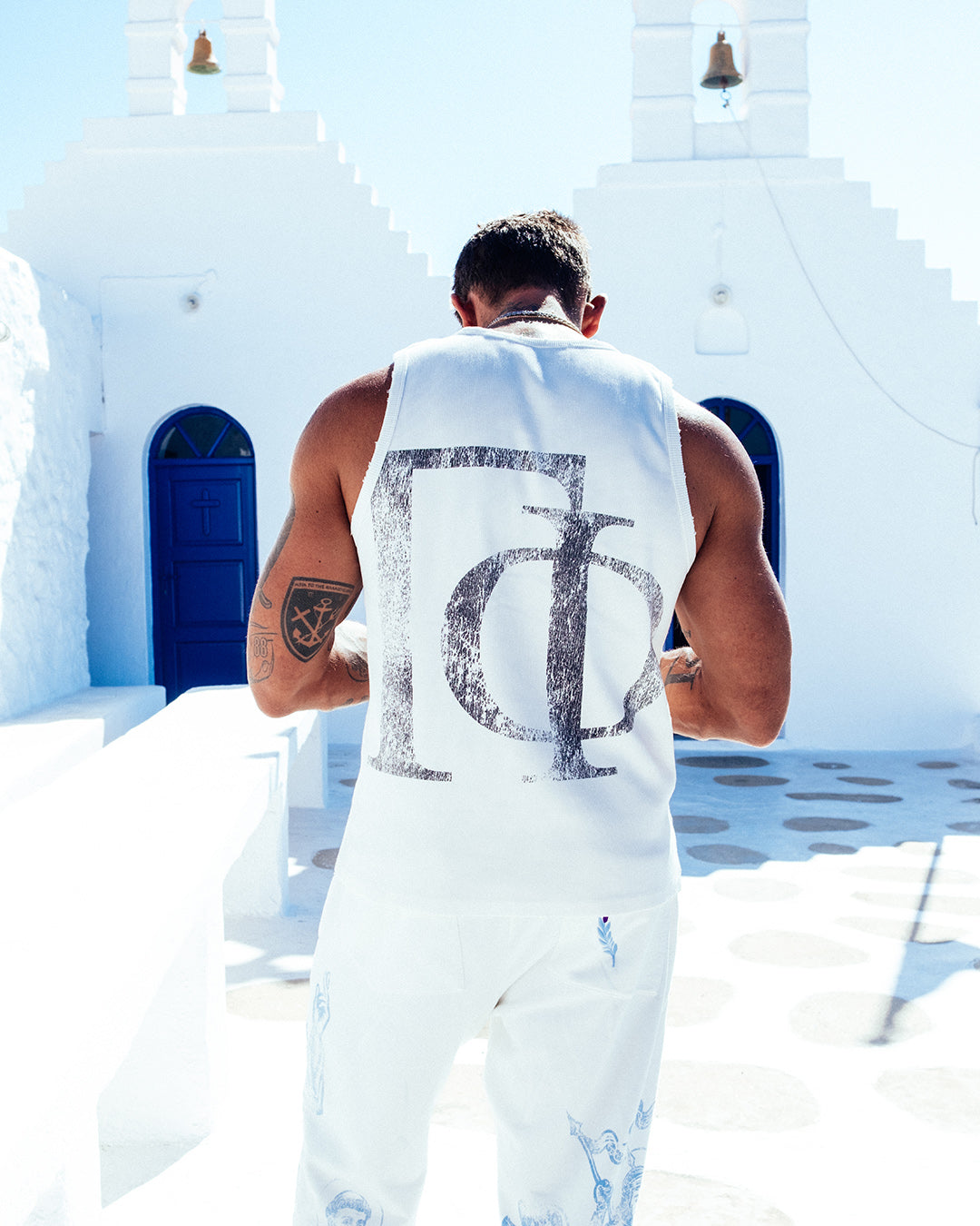 The Founder Initials Tanktop White and Gray