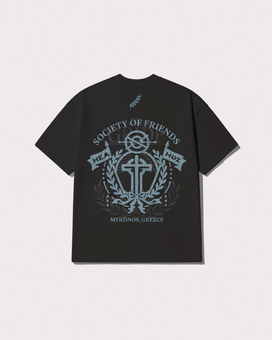 The Gride Crest T-shirt Gray and Blue back view