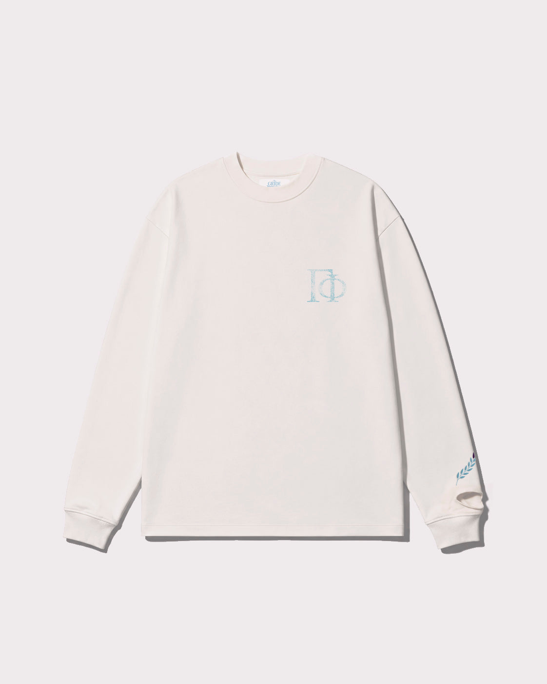 The Gride F or D Long Sleeve T-shirt White and Blue front view