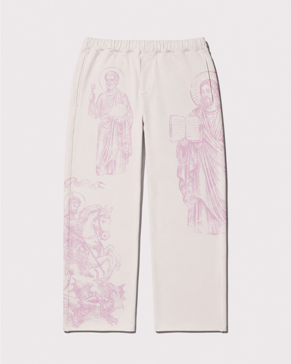 My Saints Sweatpants White and Pink front view