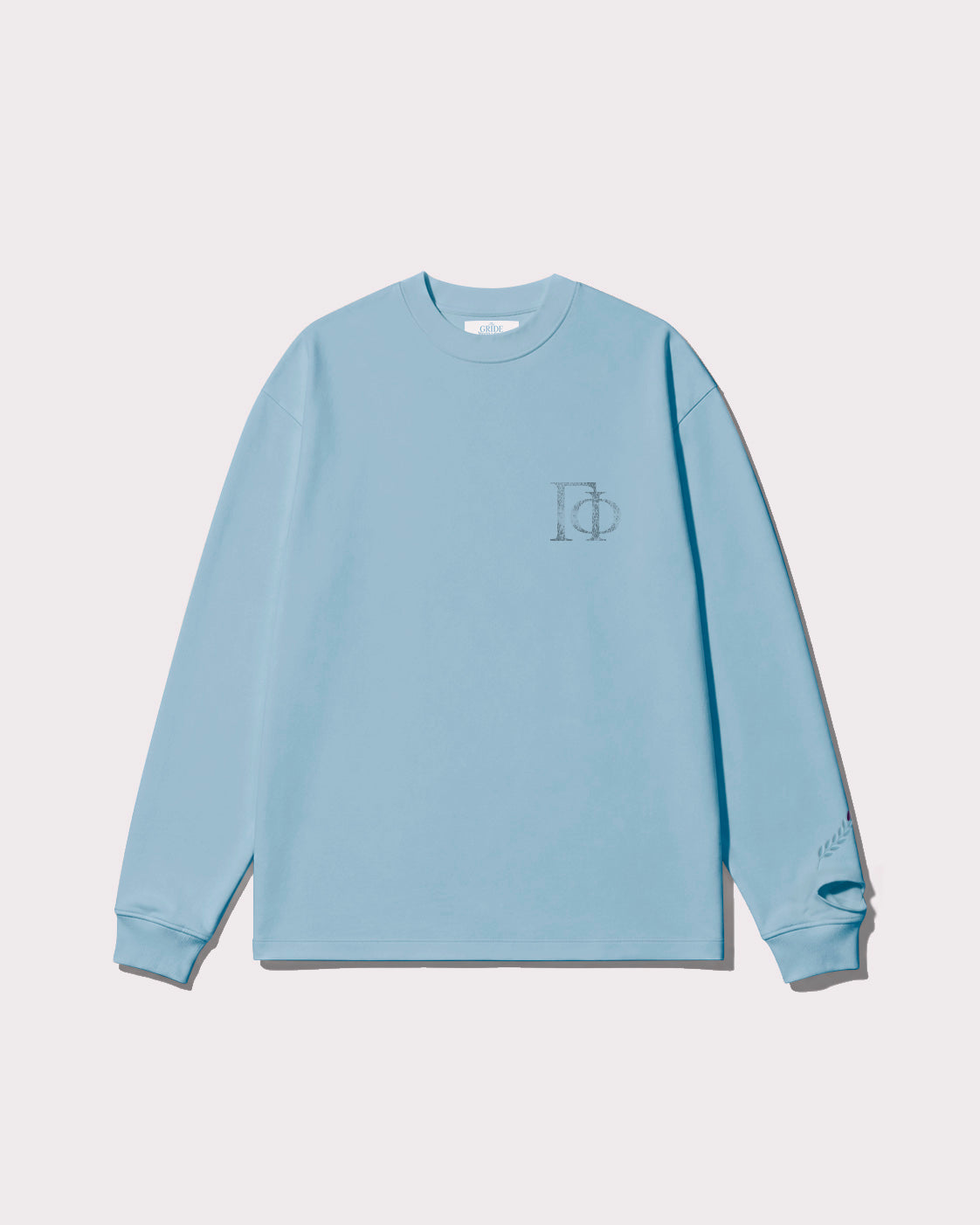 The Gride F or D Long Sleeve T-shirt Blue and Gray front view