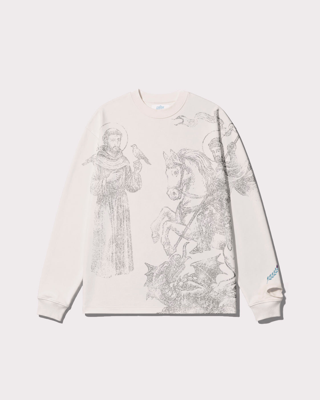 My Saints Long Sleeve T-shirt White and Gray front view
