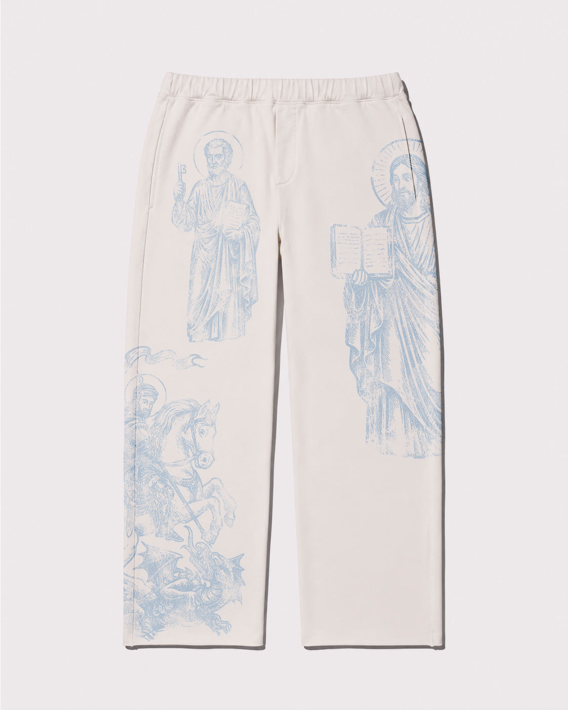 My Saints Sweatpants White and Blue front view